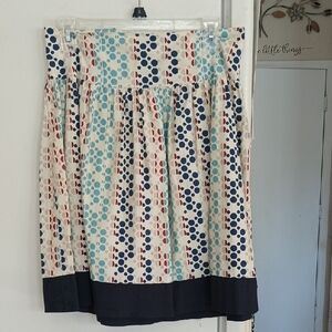 Max Rave A-Line Skirt with Blue, Red, and Cream Patterns